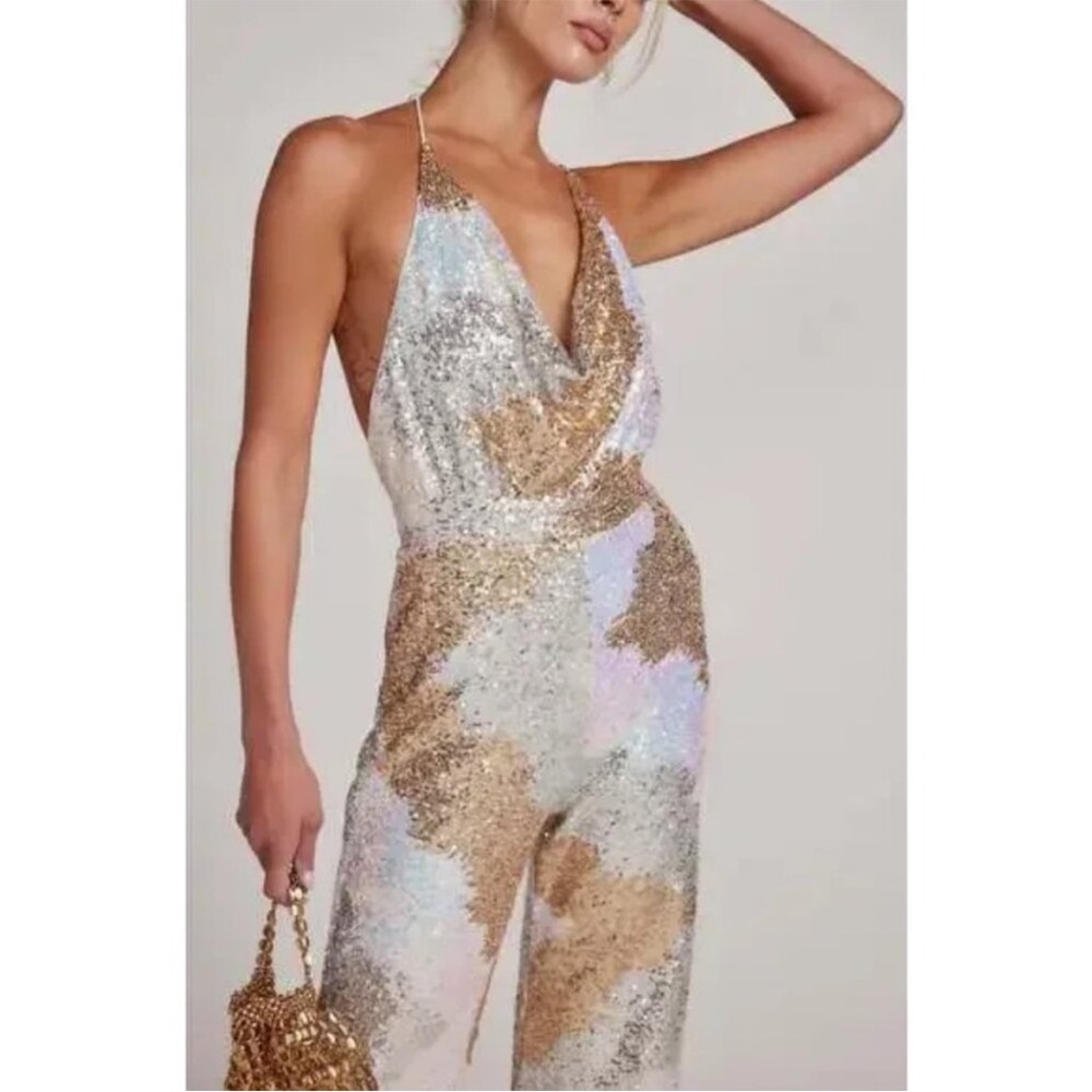 12th Tribe Gold and Silver Metallic Jumpsuit